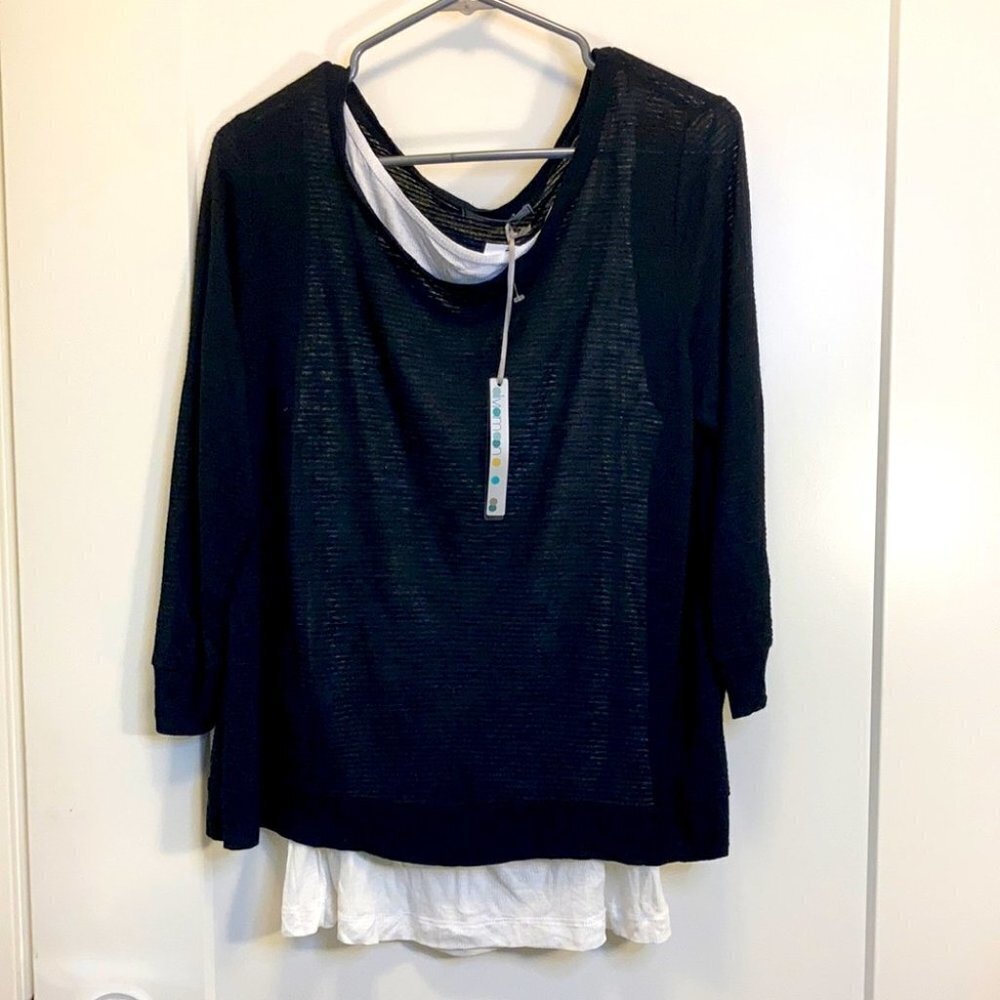 OLIVIA MOON Sz L 2 Layer Soft Drapy Top NWT